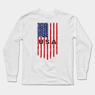 United States Flag Vertical with the USA Text in the middle Long Sleeve T-Shirt